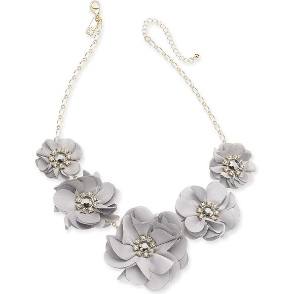 INC International Concepts Jewelry - 4/$25 INC Gold-Tone Crystal Fabric Flower Necklace